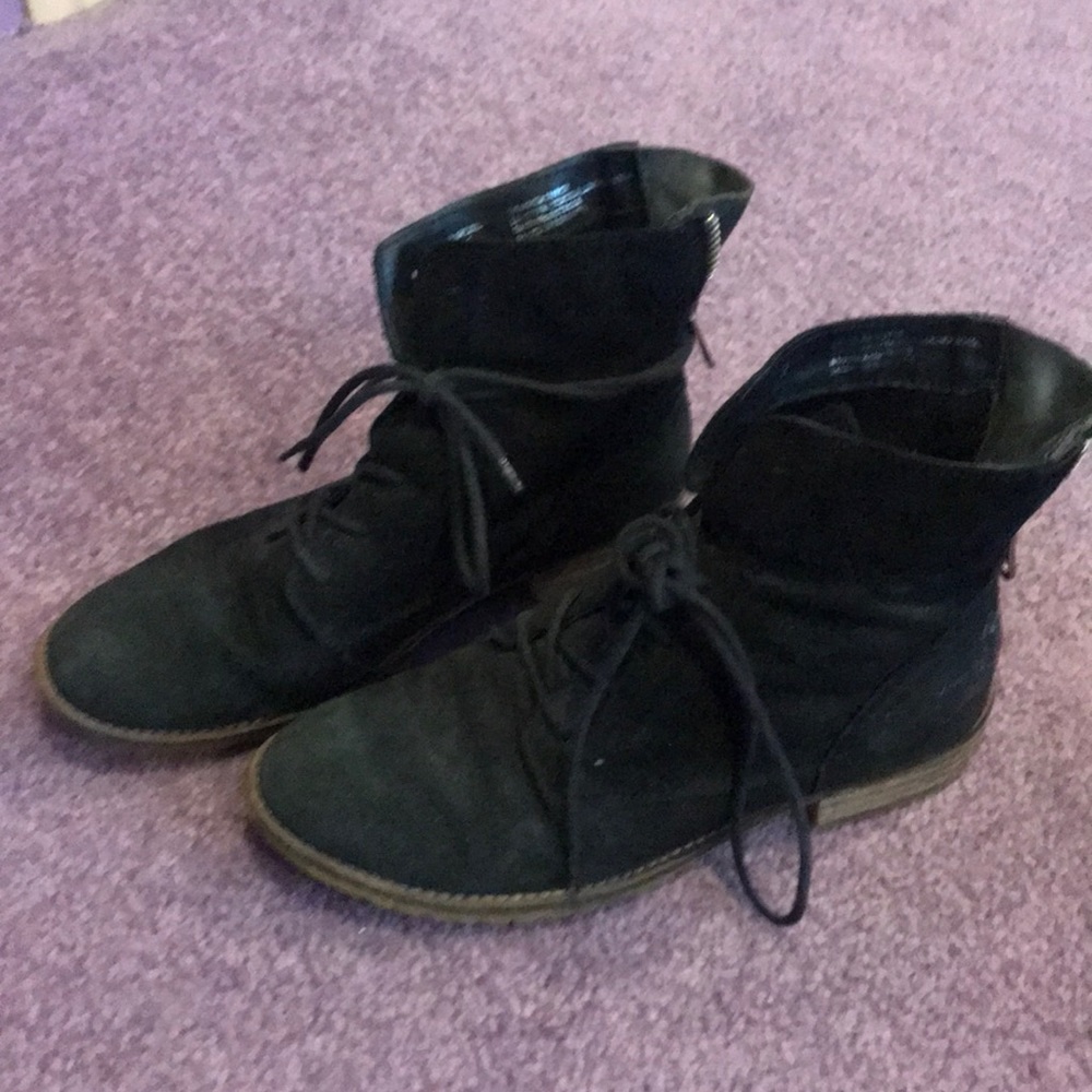 Black Suede Combat Lace Up Bootie